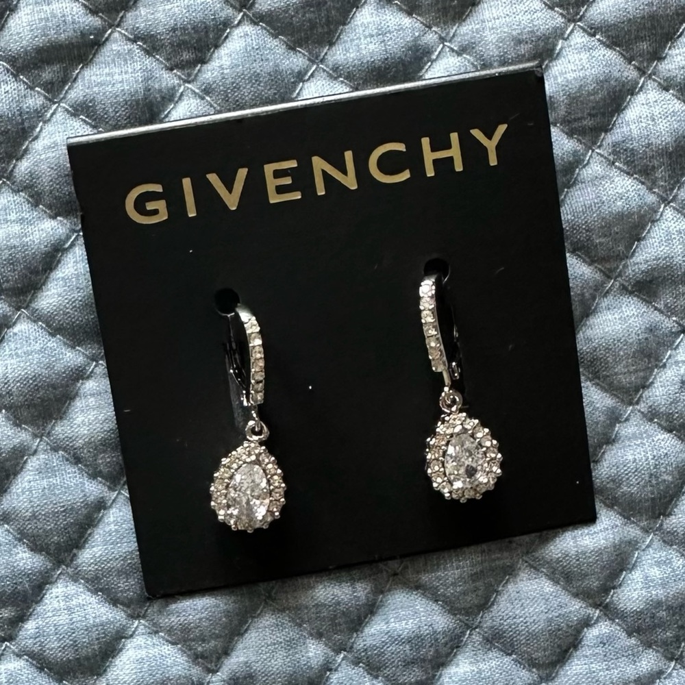 NEW GIVENCHY Silver Drop Earrings NWT